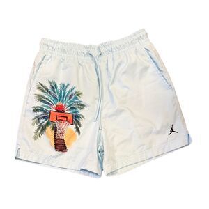 Air Jordan Men’s Shorts Medium Mesh Liner Drawstring Waist Light Blue
